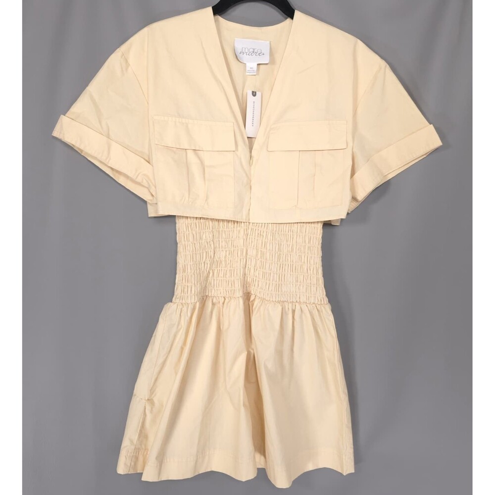 ANTHROPOLOGIE‎ MARE MARE Women’s New Mini Dress XS Khaki Utility Short Sleeve - Picture 3 of 14